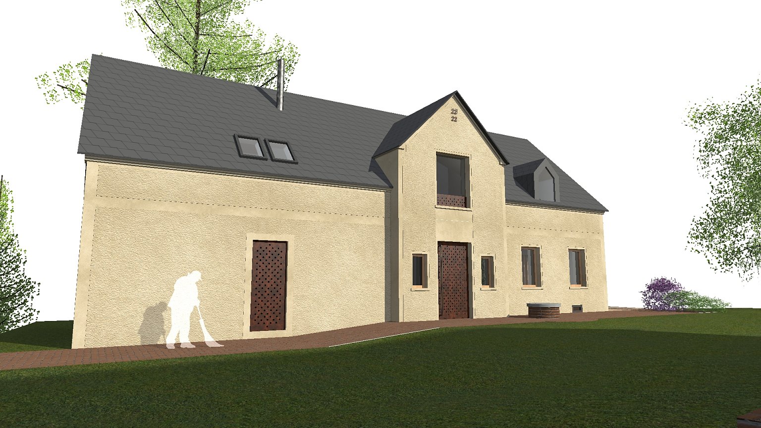 rekonstrukce, rodinný dům, stodola, návrh interiéru, návrh budovy, návrh domu, návrh zahrady, projekt, studie, architekt, Vít Lopatovský, Pertoltice