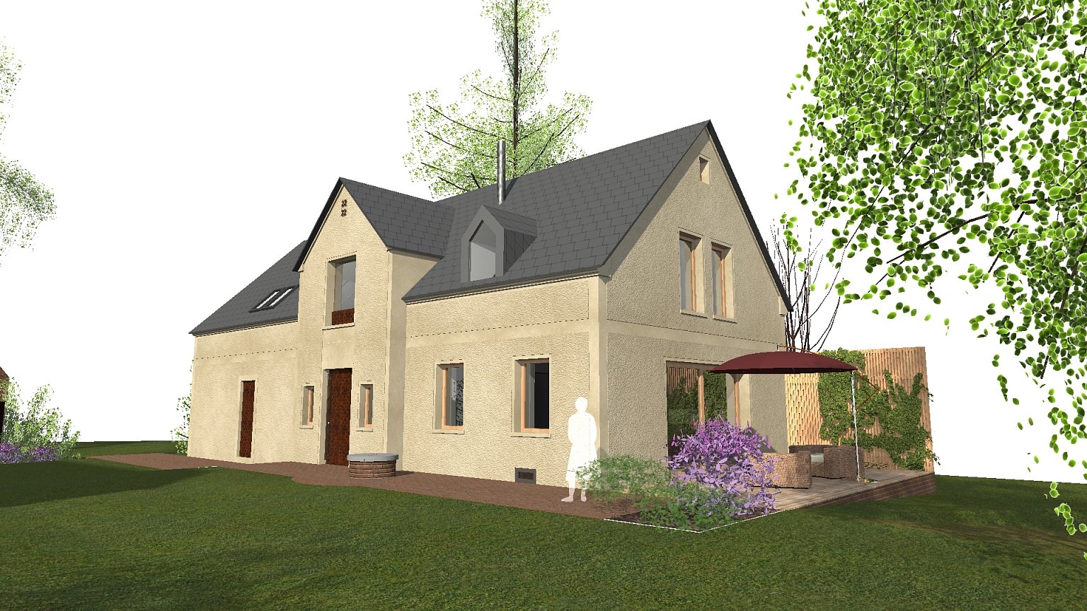 rekonstrukce, rodinný dům, stodola, návrh interiéru, návrh budovy, návrh domu, návrh zahrady, projekt, studie, architekt, Vít Lopatovský, Pertoltice