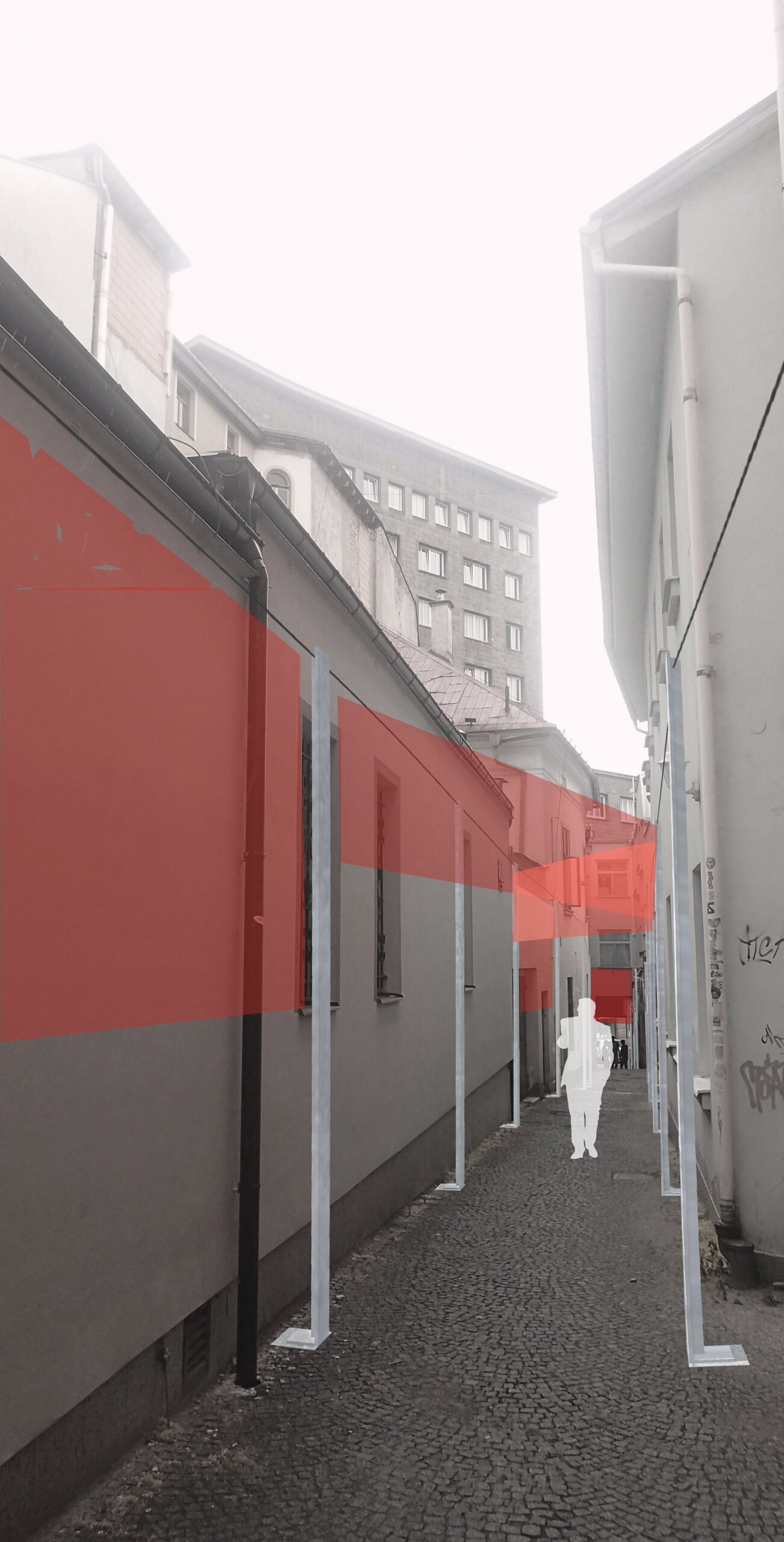 galerie, ulička, návrh venkovních prostor, Liberec, Galerie v uličce, návrh, studie, projekt, Vít Lopatovský, architekt