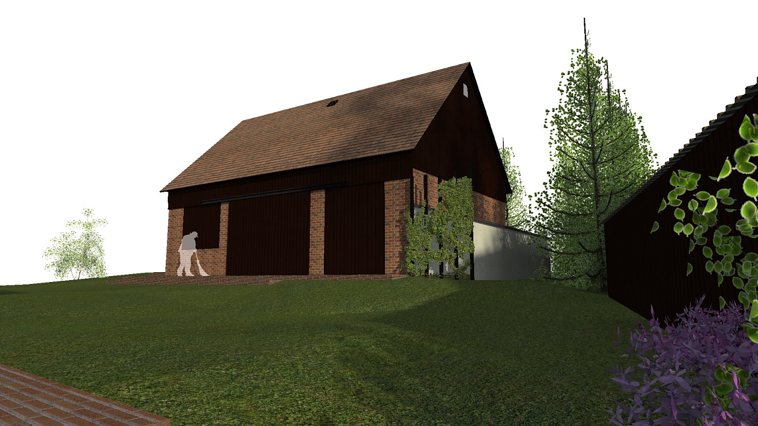 rekonstrukce, rodinný dům, stodola, návrh interiéru, návrh budovy, návrh domu, návrh zahrady, projekt, studie, architekt, Vít Lopatovský, Pertoltice