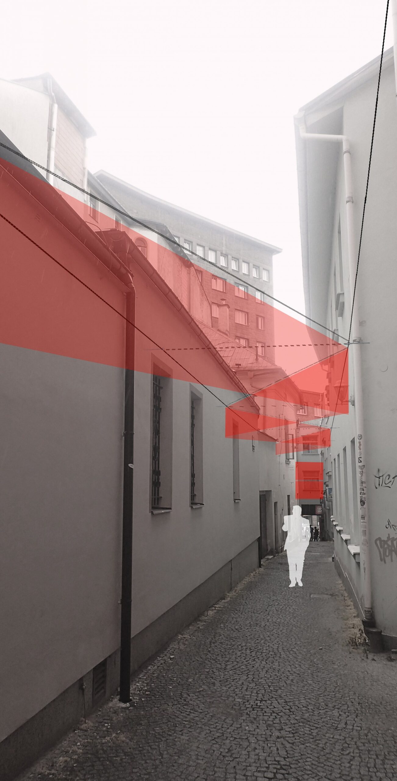 galerie, ulička, návrh venkovních prostor, Liberec, Galerie v uličce, návrh, studie, projekt, Vít Lopatovský, architekt