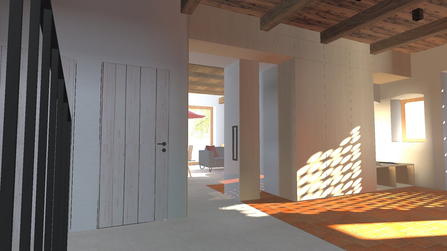 rekonstrukce, rodinný dům, stodola, návrh interiéru, návrh budovy, návrh domu, návrh zahrady, projekt, studie, architekt, Vít Lopatovský, Pertoltice