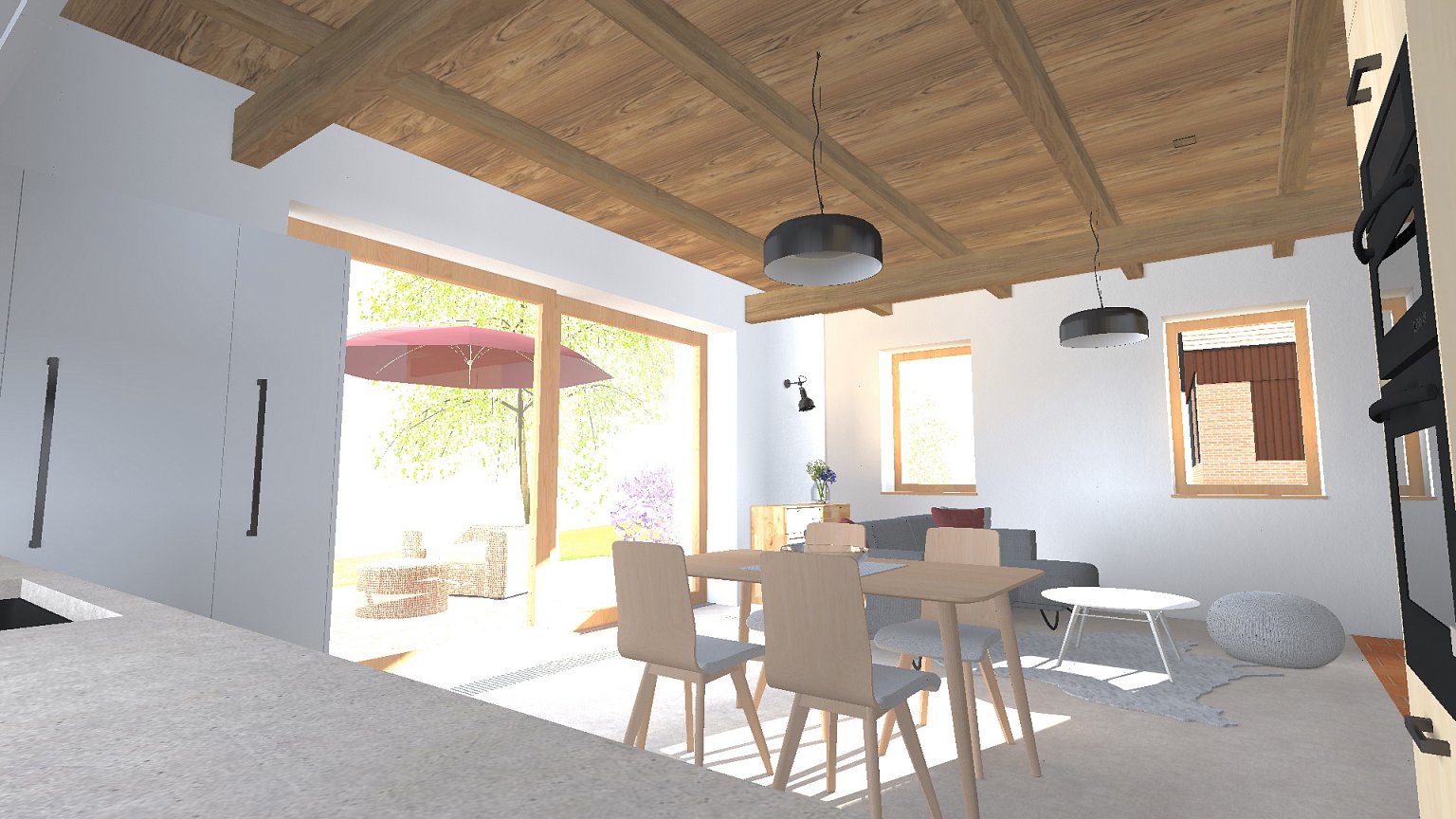 rekonstrukce, rodinný dům, stodola, návrh interiéru, návrh budovy, návrh domu, návrh zahrady, projekt, studie, architekt, Vít Lopatovský, Pertoltice