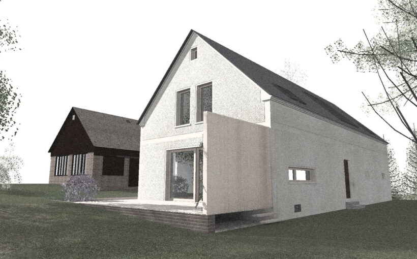 rekonstrukce, rodinný dům, stodola, návrh interiéru, návrh budovy, návrh domu, návrh zahrady, projekt, studie, architekt, Vít Lopatovský, Pertoltice
