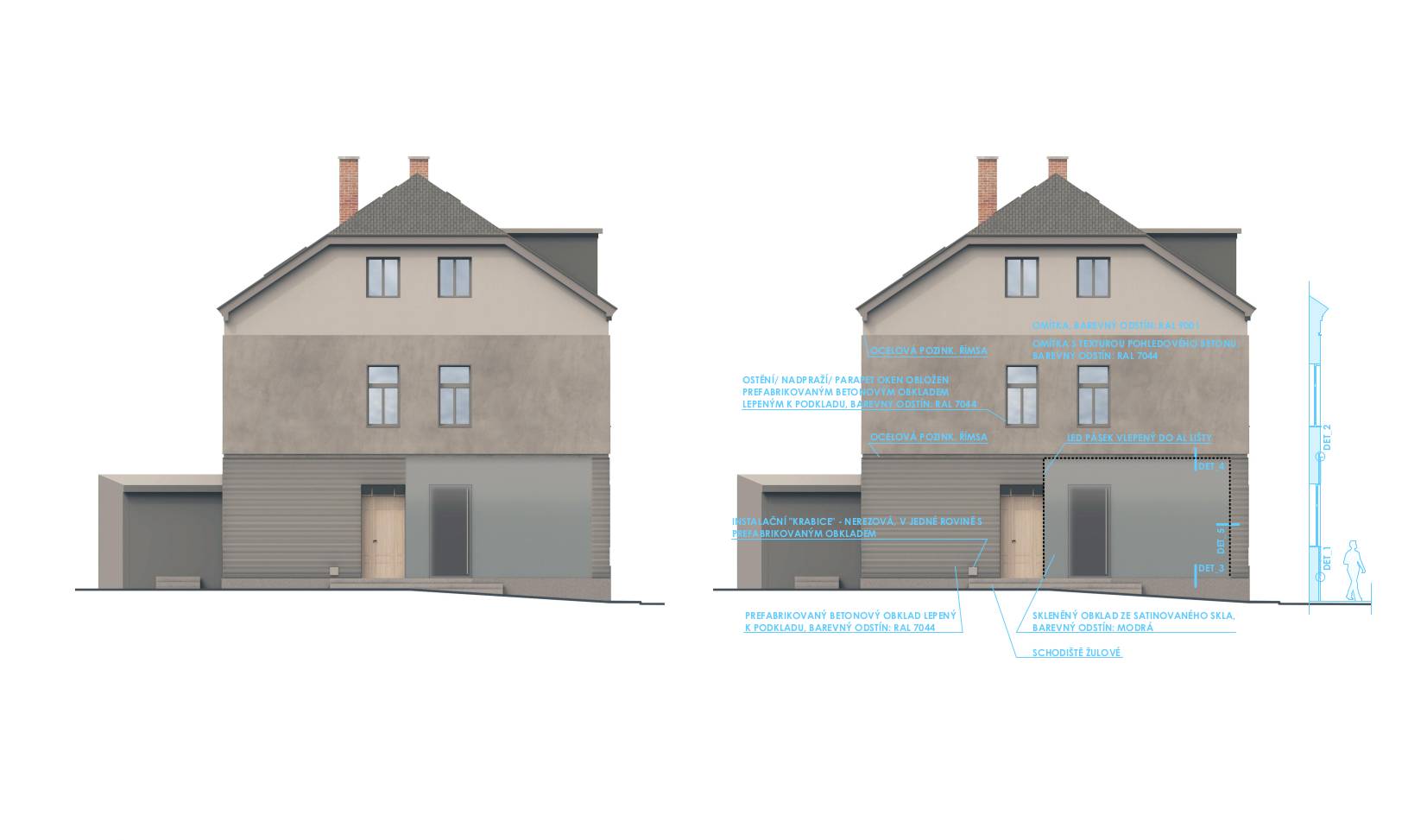 Liberec, architekt, architektonická studie, rekonstrukce, polyfunkční dům, bytový dům, návrh, parkoviště, exteriér, interiér, fasáda