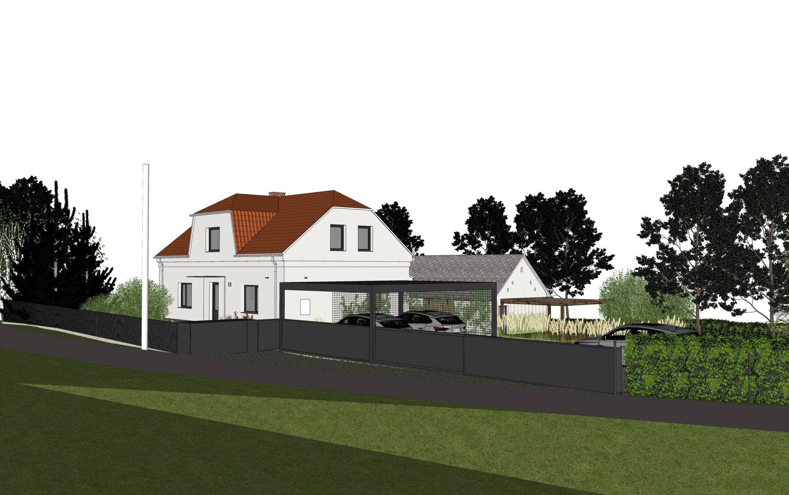 návrh venkovních prostor. zahrada, exteriér, studie, vít lopatovský, architekt, projekt, 3d, model, petřvald, frýdek-místek