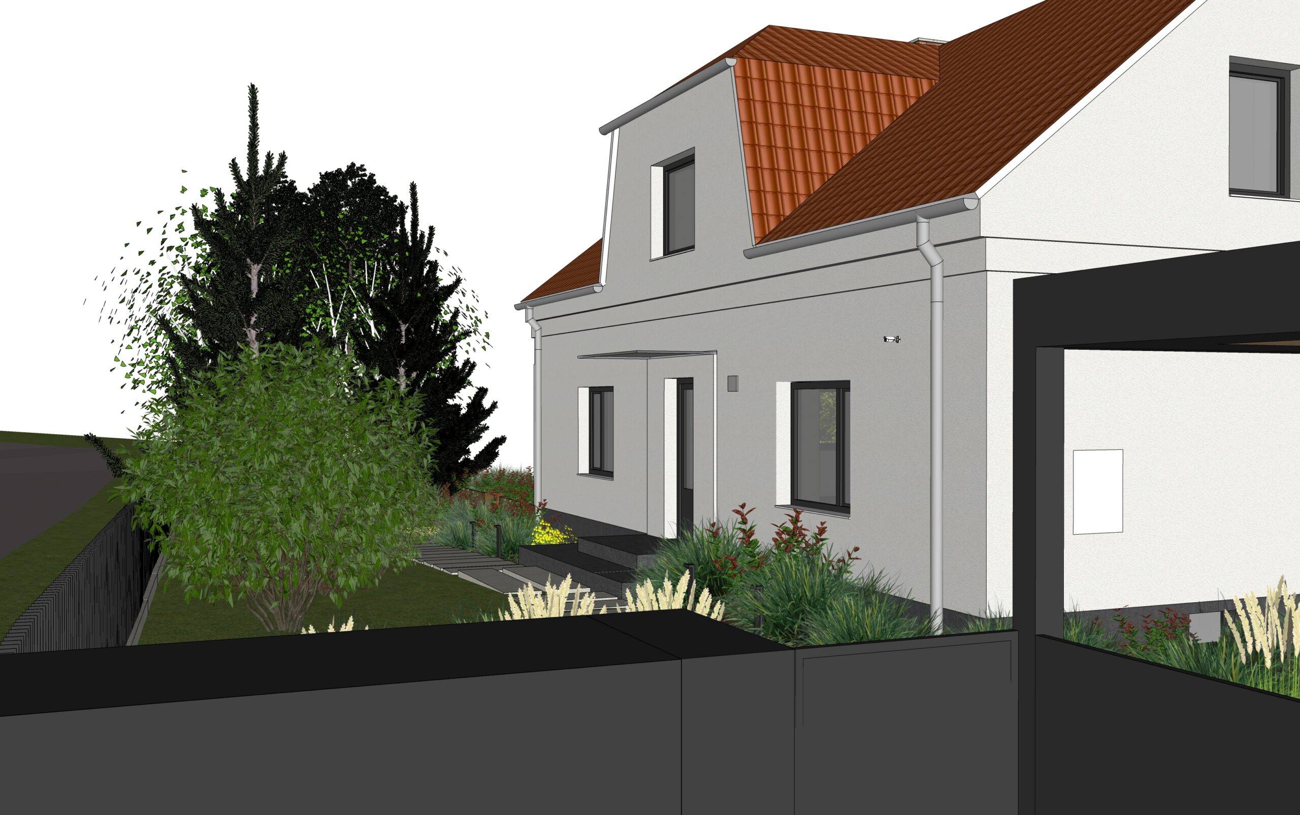 návrh venkovních prostor. zahrada, exteriér, studie, vít lopatovský, architekt, projekt, 3d, model, petřvald, frýdek-místek