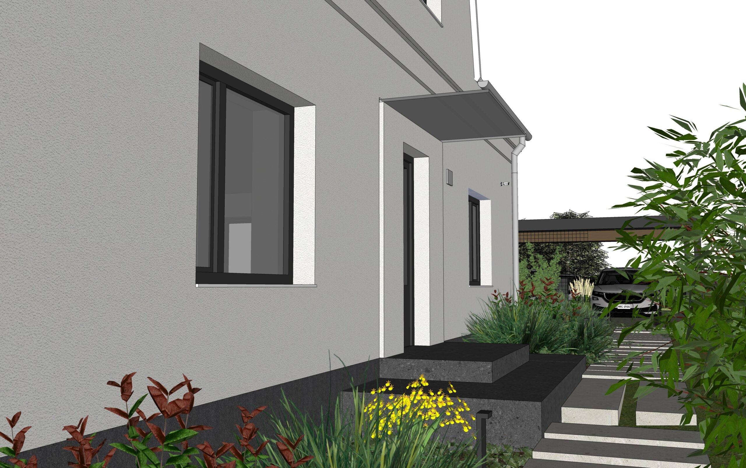 návrh venkovních prostor. zahrada, exteriér, studie, vít lopatovský, architekt, projekt, 3d, model, petřvald, frýdek-místek