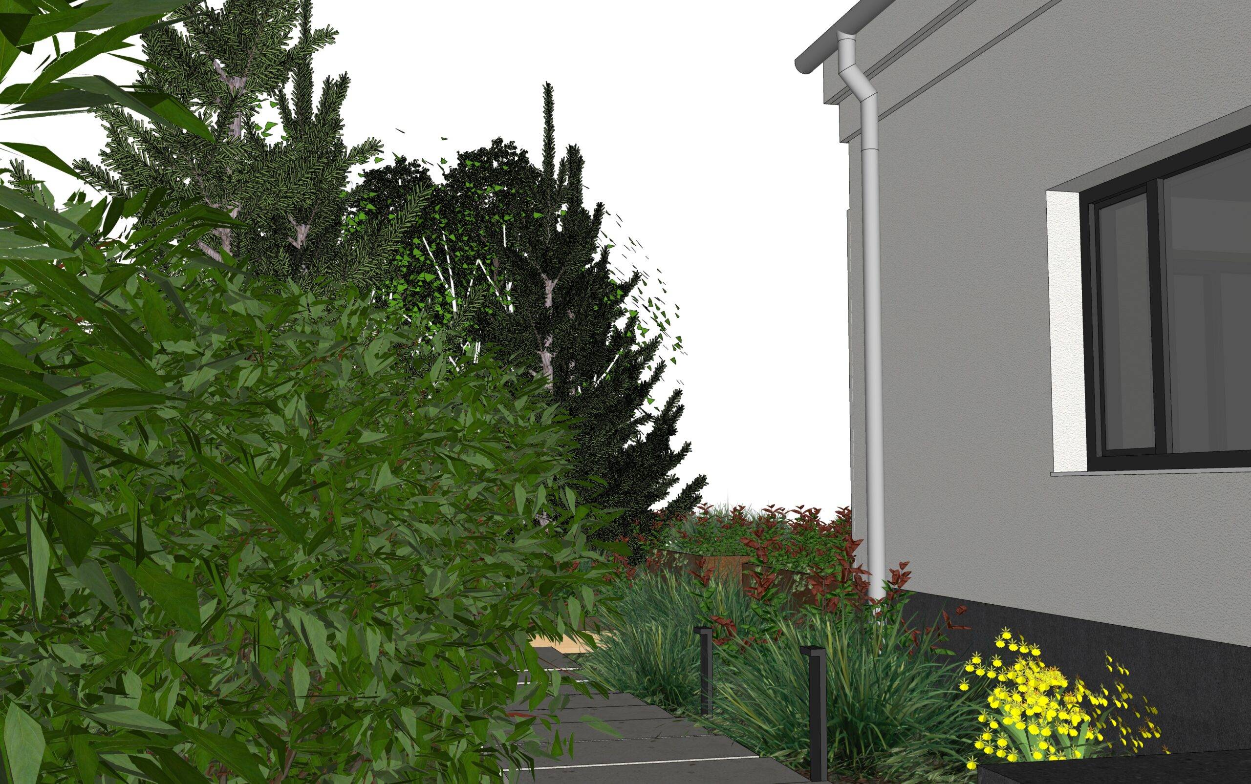 návrh venkovních prostor. zahrada, exteriér, studie, vít lopatovský, architekt, projekt, 3d, model, petřvald, frýdek-místek
