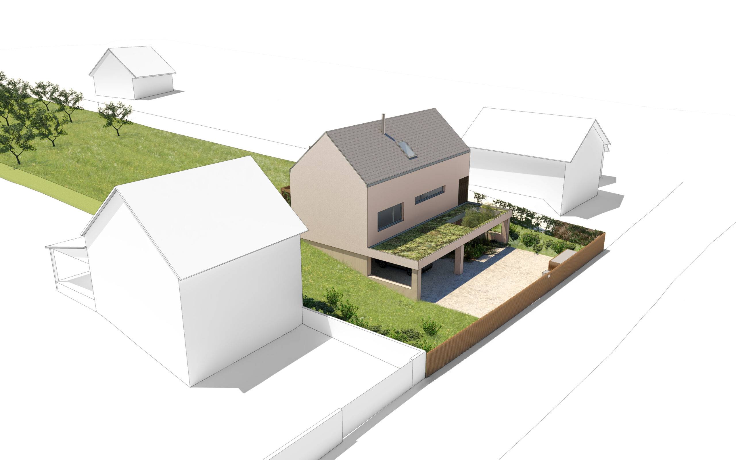 návrh budov, novostavba, rodinný dům, rd, návrh zahrady, návrh venkovních prostor, studie, architekt, projekt, Vít Lopatovský, Vetlá