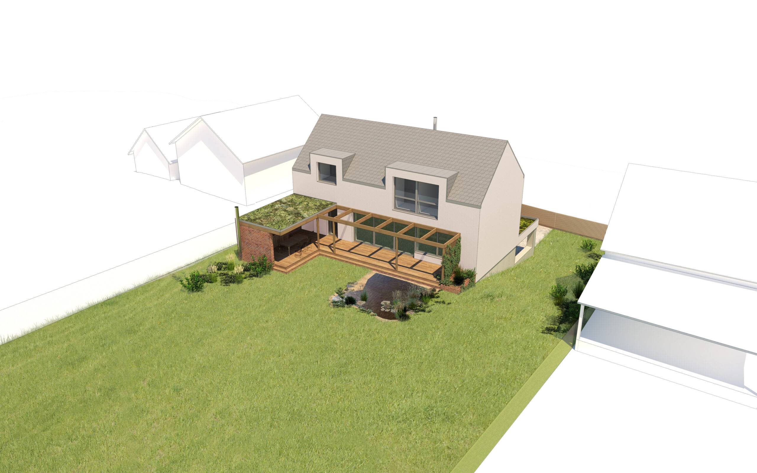 návrh budov, novostavba, rodinný dům, rd, návrh zahrady, návrh venkovních prostor, studie, architekt, projekt, Vít Lopatovský, Vetlá