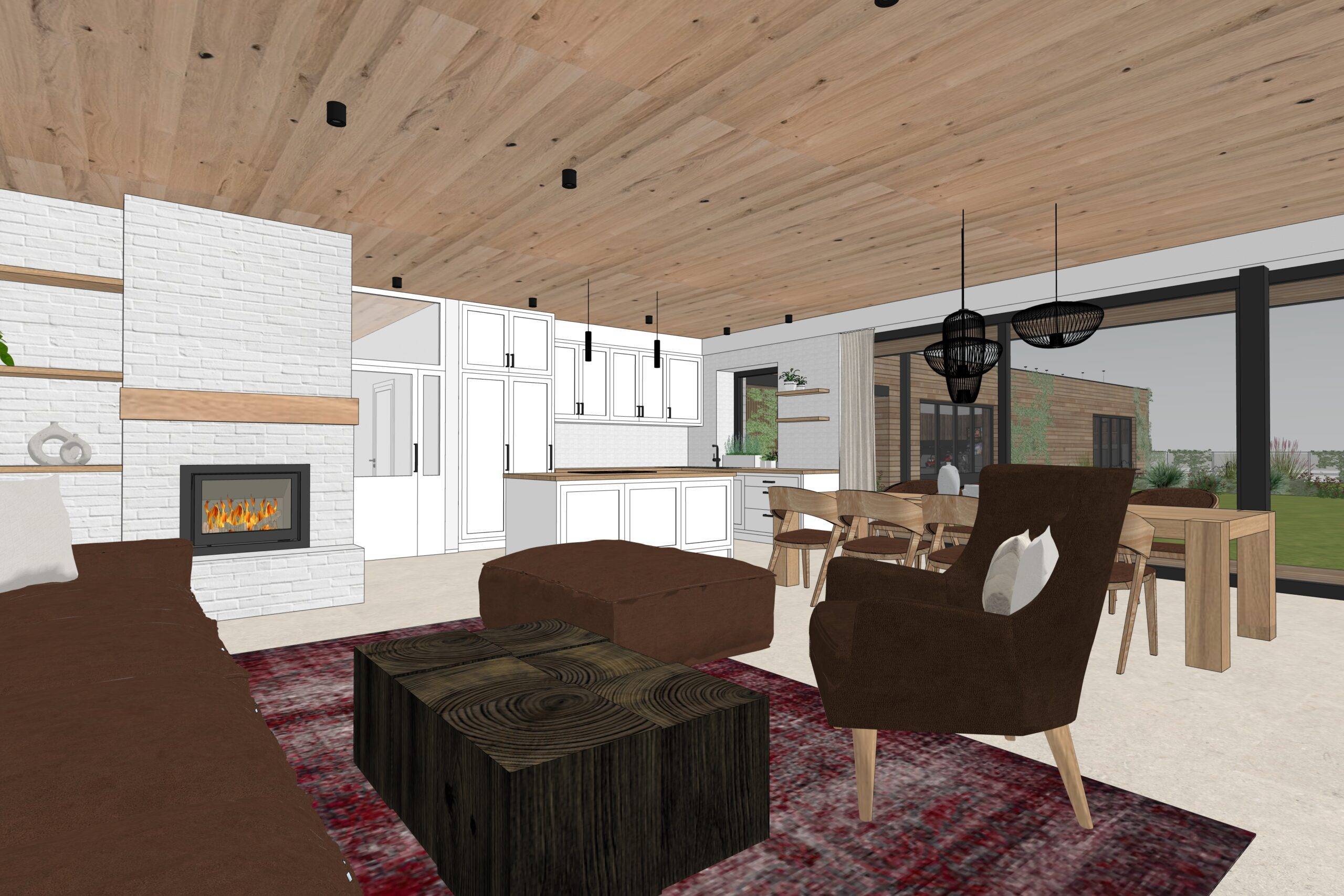 návrh domu, návrh zahrady, architektonická studie, projekt, návrh, Hradištko, chata, novostavba, interiér, Vít Lopatovský