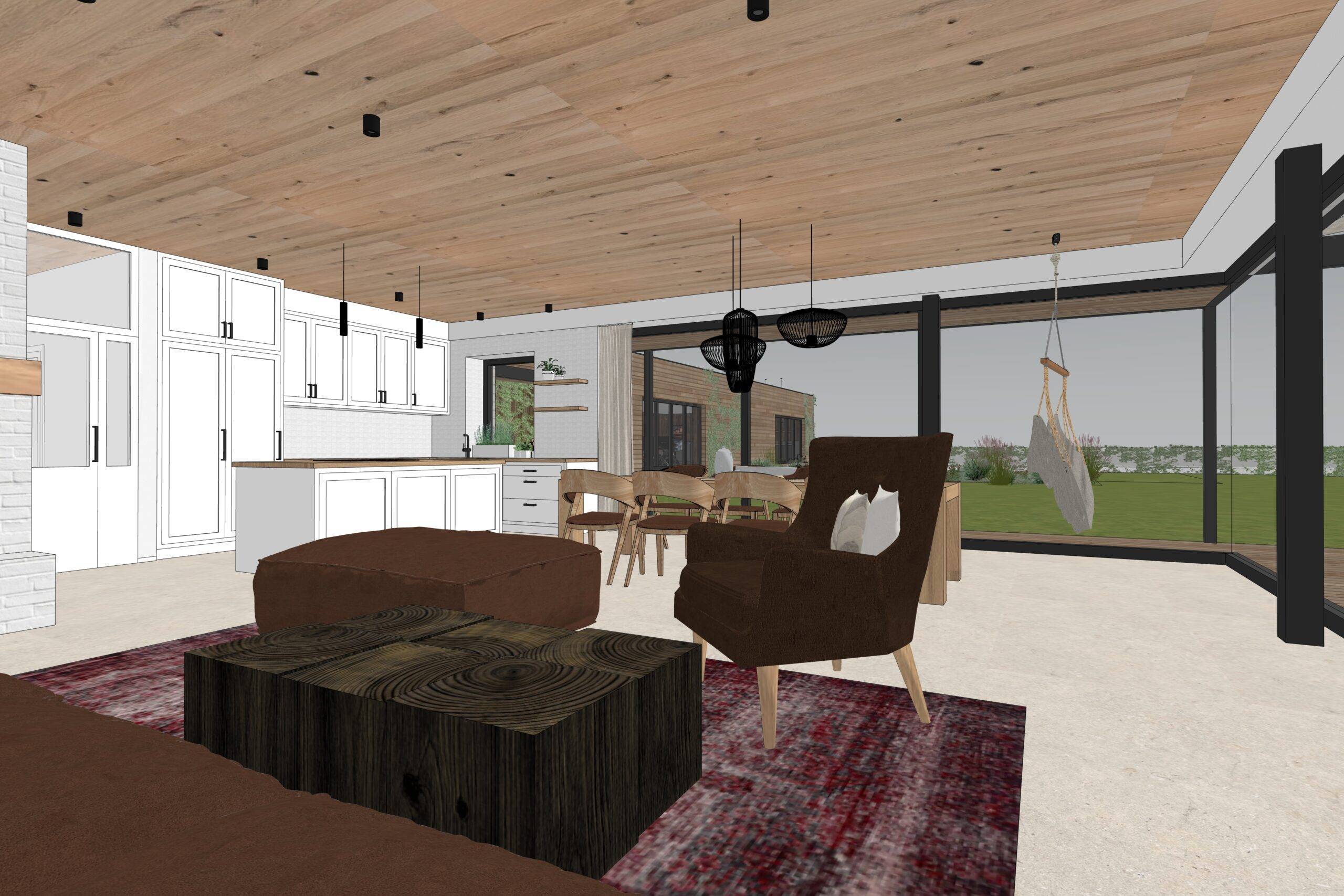návrh domu, návrh zahrady, architektonická studie, projekt, návrh, Hradištko, chata, novostavba, interiér, Vít Lopatovský