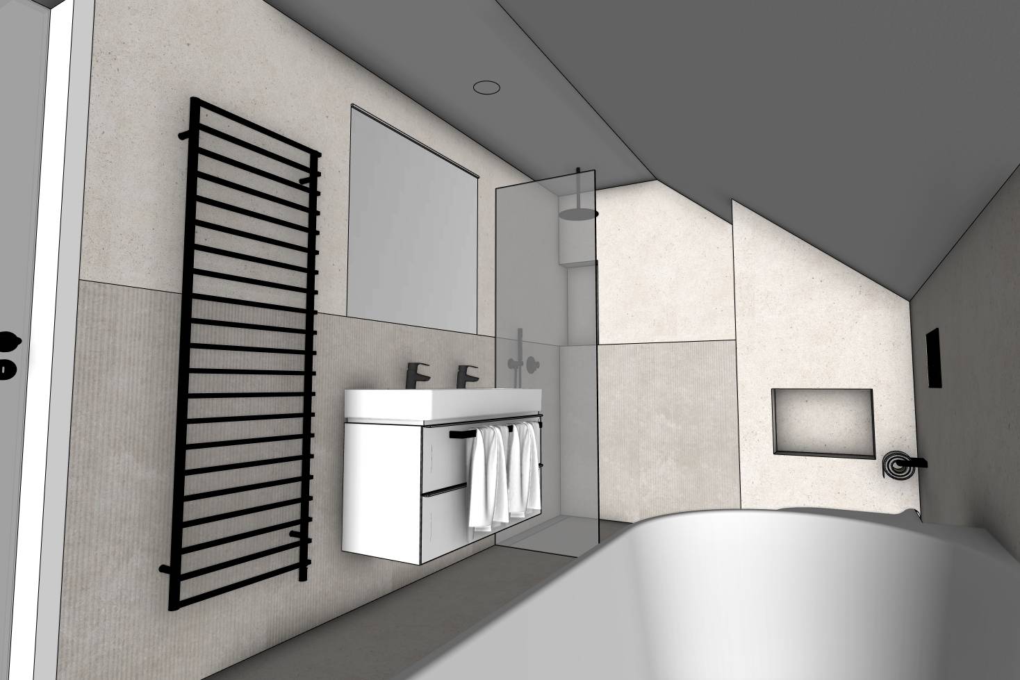 návrh venkovních prostor. zahrada, exteriér, studie, vít lopatovský, architekt, projekt, 3d, model, petřvald, frýdek-místek, interiér, rekonstrukce