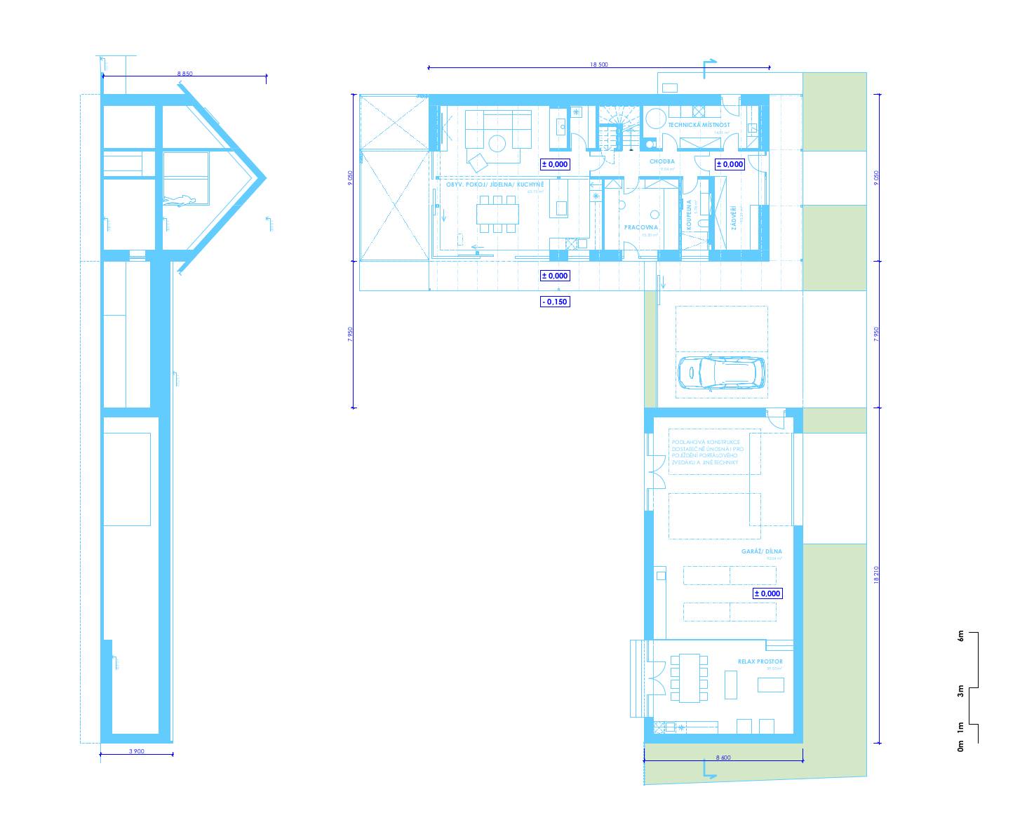 návrh domu, návrh zahrady, architektonická studie, projekt, návrh, Hradištko, chata, novostavba, interiér, Vít Lopatovský