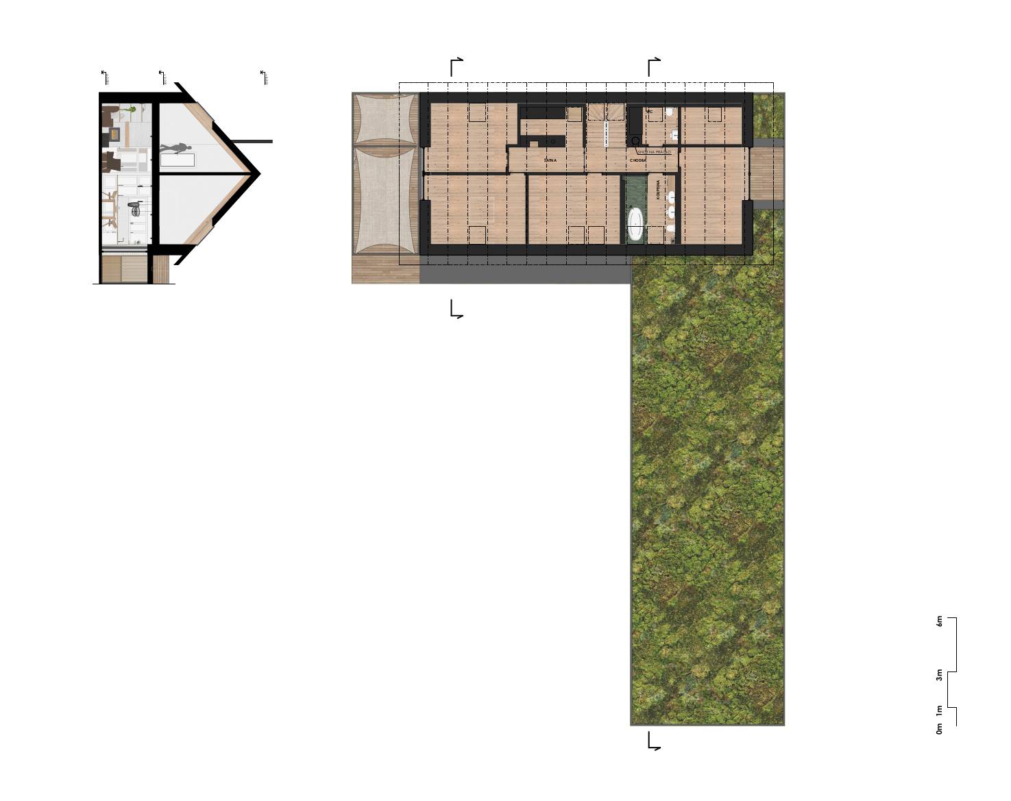 návrh domu, návrh zahrady, architektonická studie, projekt, návrh, Hradištko, chata, novostavba, interiér, Vít Lopatovský