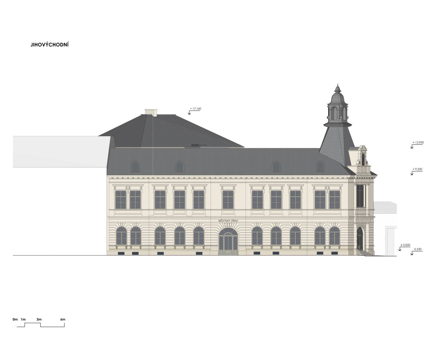 návrh domu, architektonická studie, soutěž, projekt, návrh, Frýdlant, rekonstrukce, administrativní budova, Vít Lopatovský, architekt
