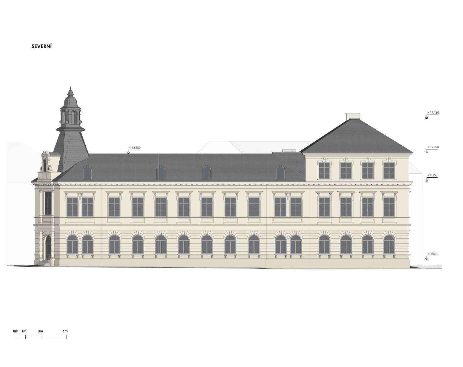 návrh domu, architektonická studie, soutěž, projekt, návrh, Frýdlant, rekonstrukce, administrativní budova, Vít Lopatovský, architekt
