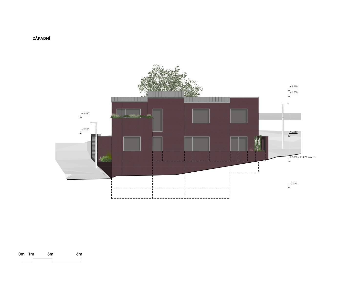 návrh domu, návrh zahrady, architektonická studie, projekt, návrh, Praha, Libeň, RD, novostavba, rodinný dům, Vít Lopatovský, architekt