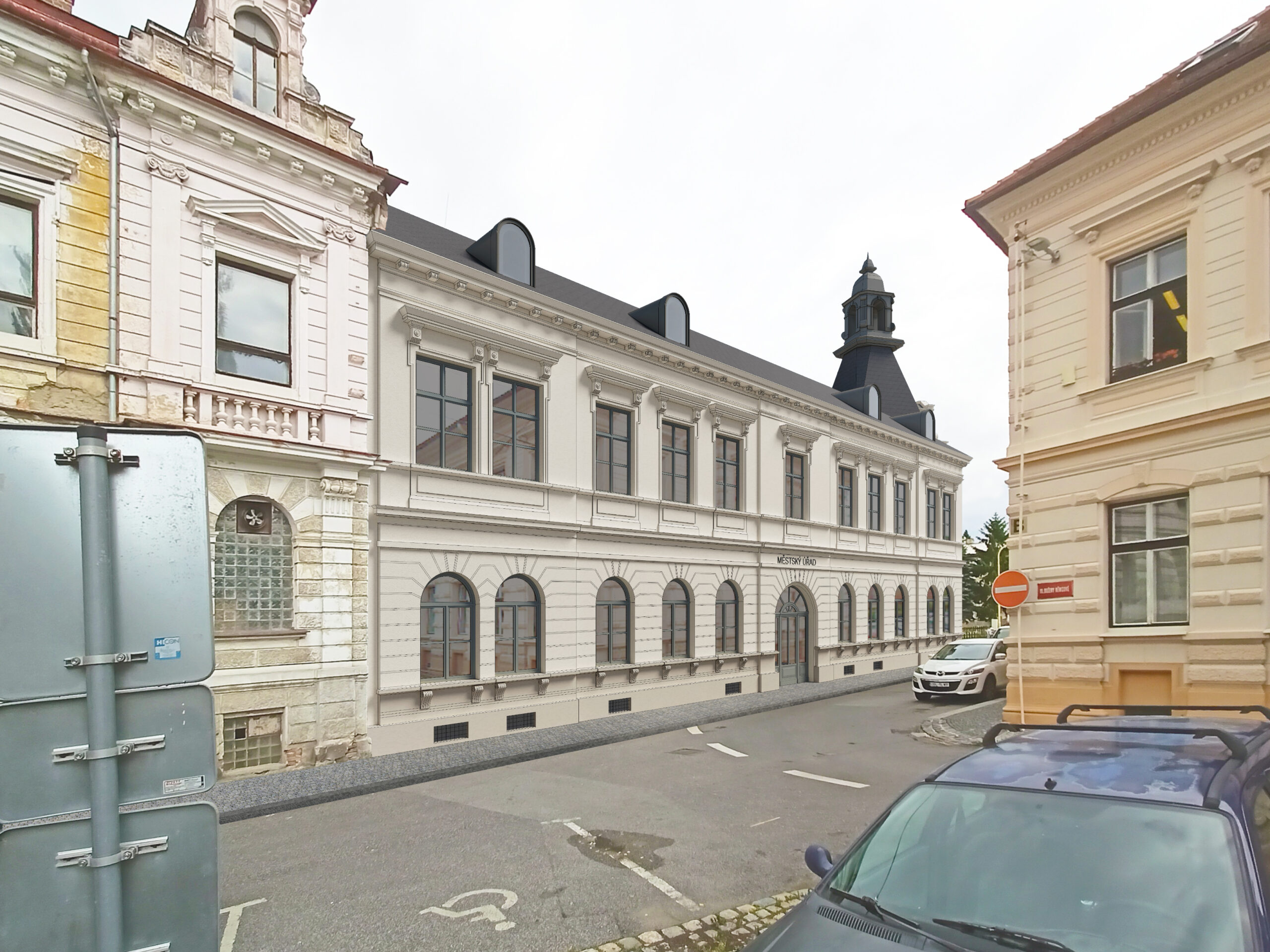 návrh domu, architektonická studie, soutěž, projekt, návrh, Frýdlant, rekonstrukce, administrativní budova, Vít Lopatovský, architekt