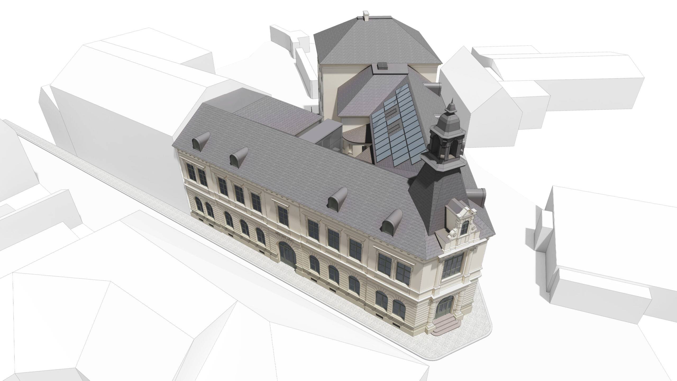 návrh domu, architektonická studie, soutěž, projekt, návrh, Frýdlant, rekonstrukce, administrativní budova, Vít Lopatovský, architekt