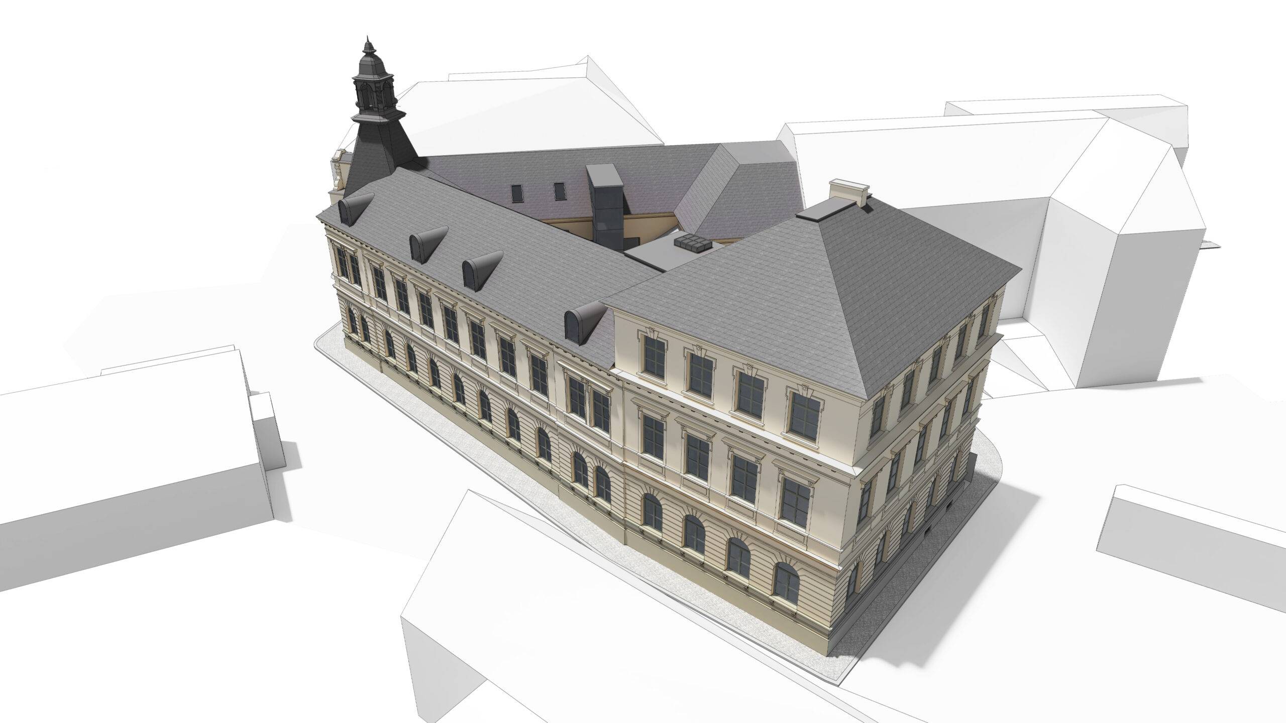 návrh domu, architektonická studie, soutěž, projekt, návrh, Frýdlant, rekonstrukce, administrativní budova, Vít Lopatovský, architekt
