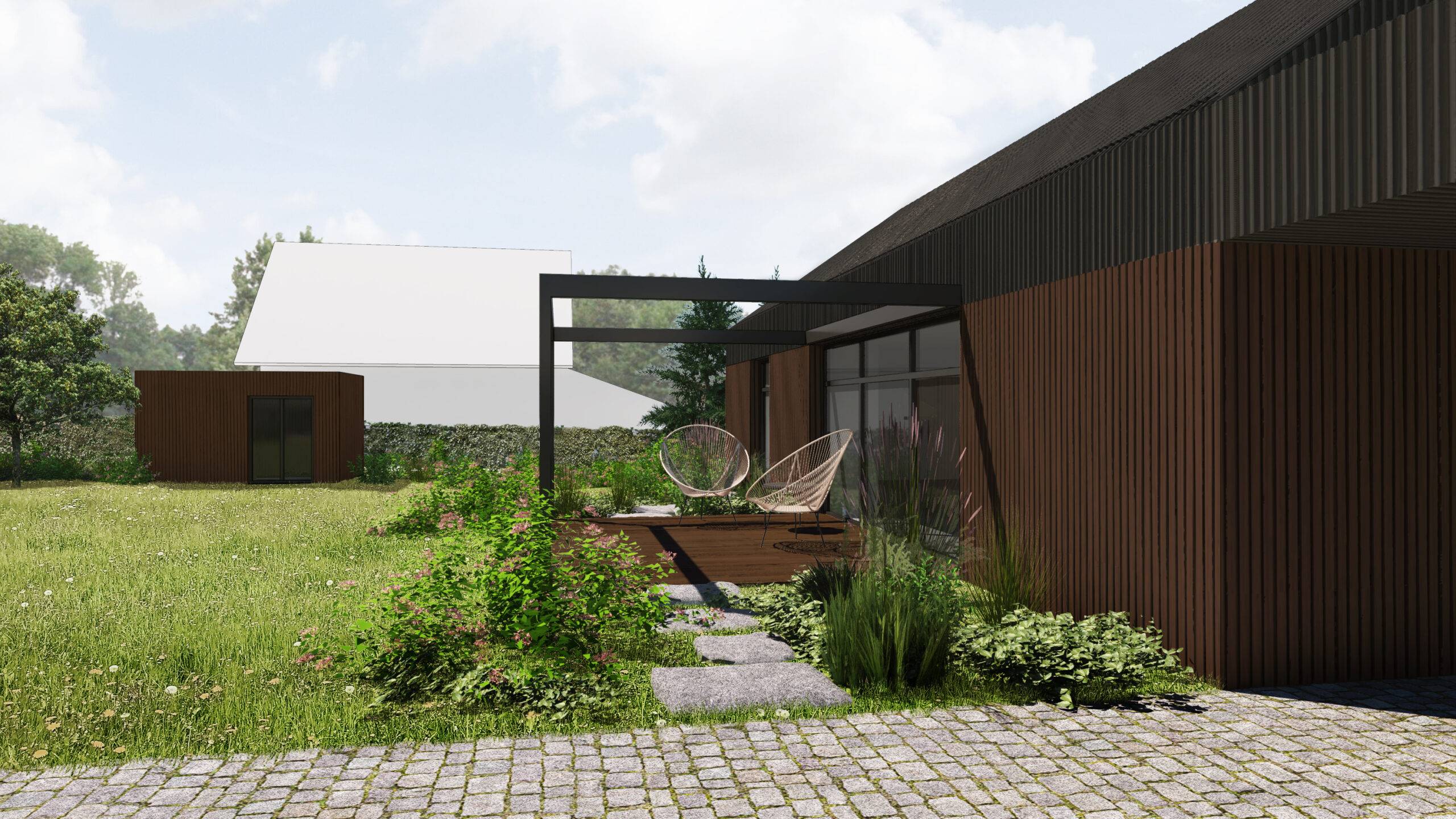 návrh domu, návrh zahrady, architektonická studie, projekt, návrh, Křížany, RD, rodinný dům, novostavba, interiér, Vít Lopatovský, architekt