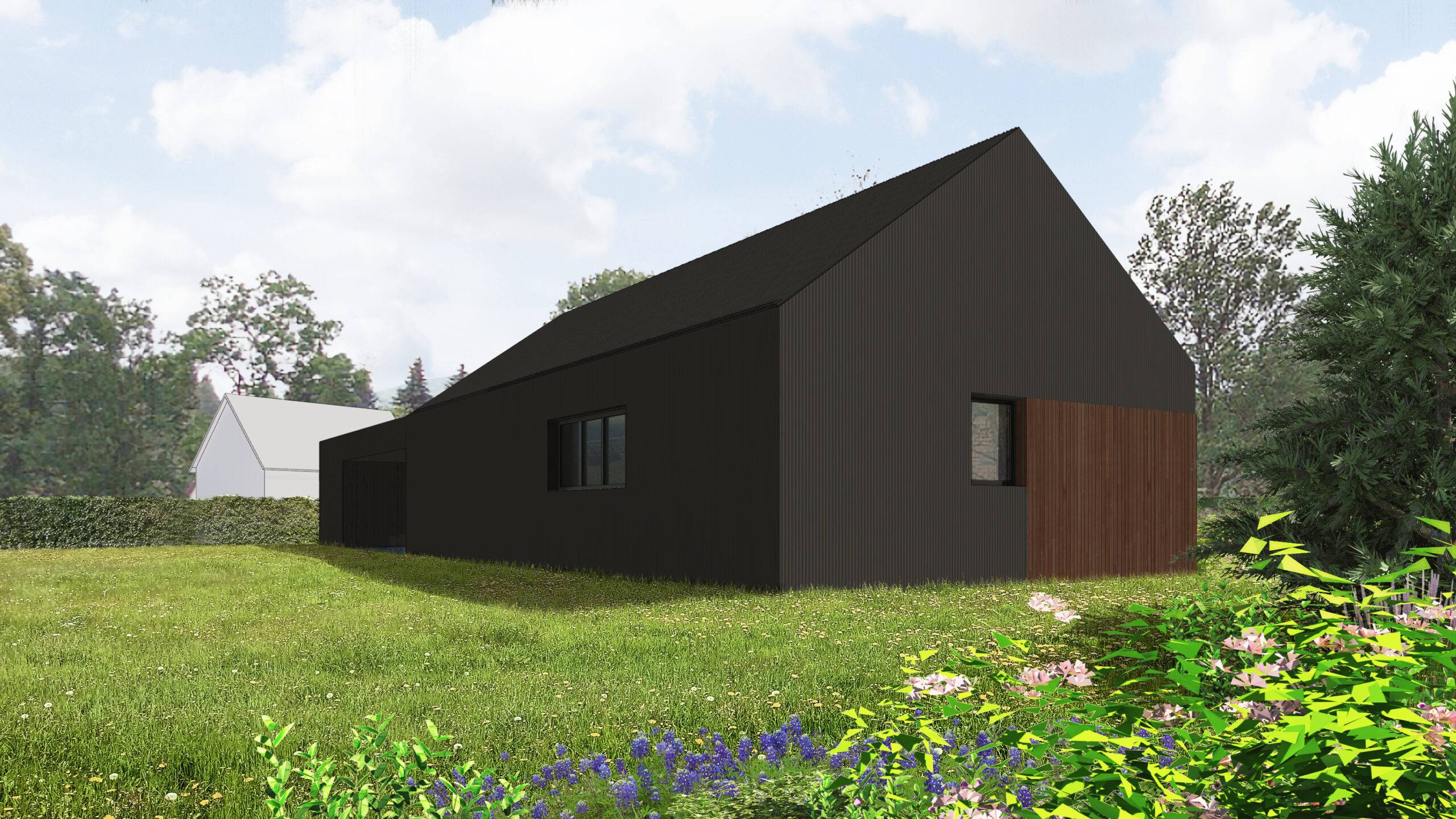 návrh domu, návrh zahrady, architektonická studie, projekt, návrh, Křížany, RD, rodinný dům, novostavba, interiér, Vít Lopatovský, architekt
