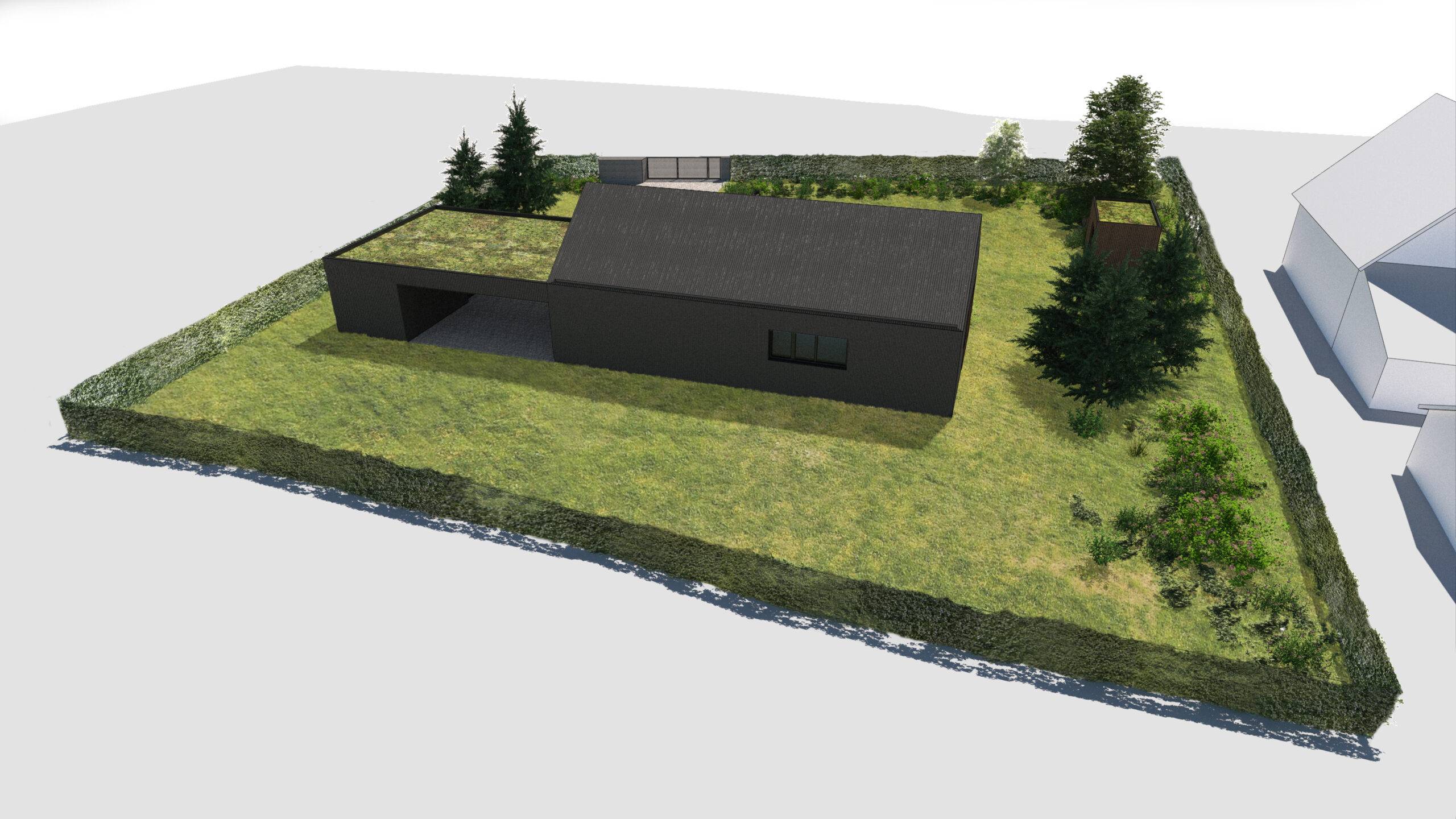 návrh domu, návrh zahrady, architektonická studie, projekt, návrh, Křížany, RD, rodinný dům, novostavba, interiér, Vít Lopatovský, architekt