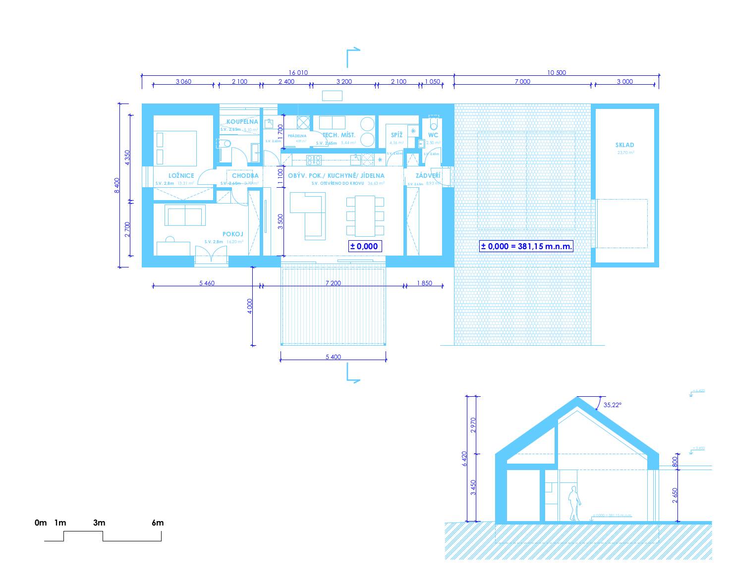 návrh domu, návrh zahrady, architektonická studie, projekt, návrh, Křížany, RD, rodinný dům, novostavba, interiér, Vít Lopatovský, architekt