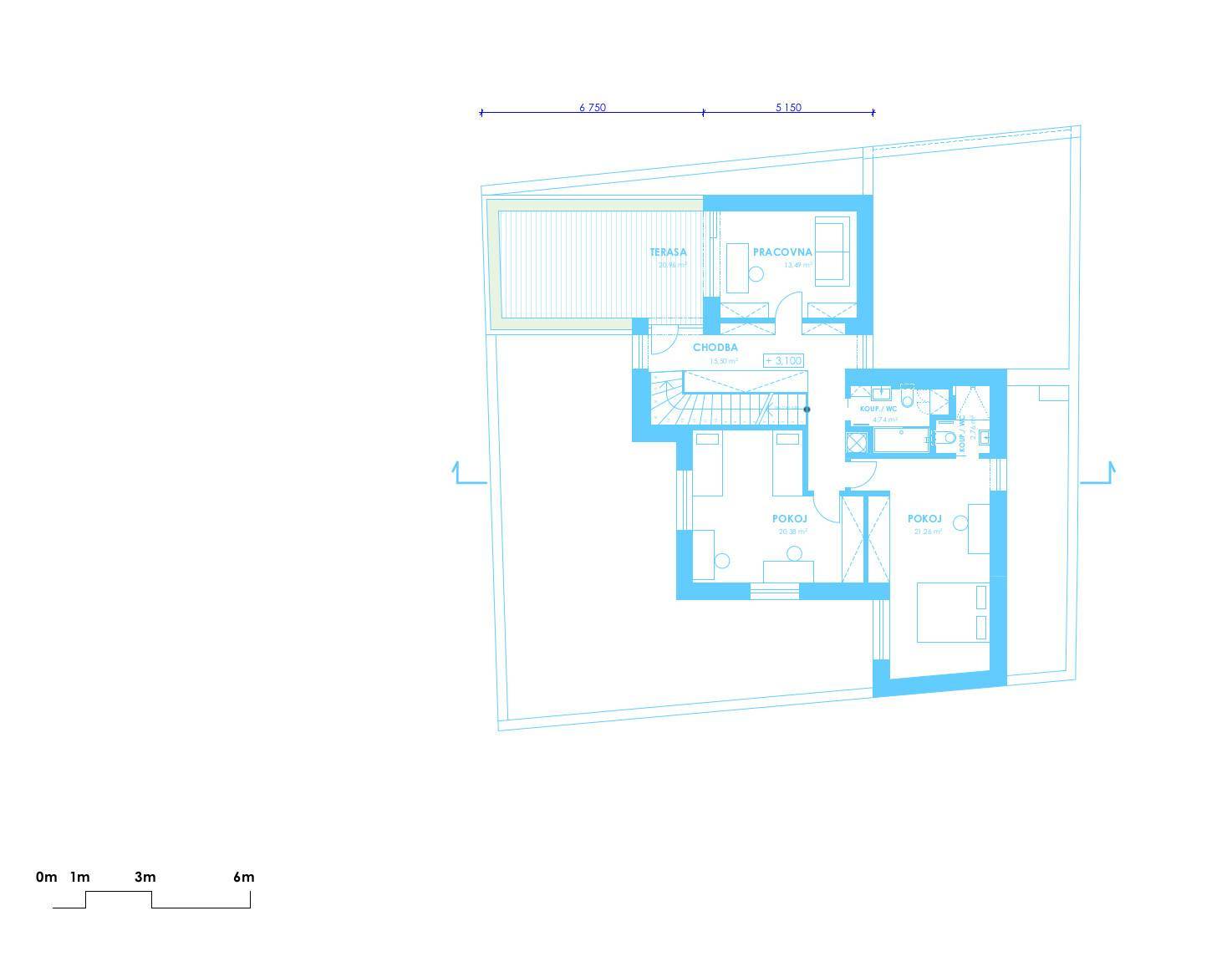 návrh domu, návrh zahrady, architektonická studie, projekt, návrh, Praha, Libeň, RD, novostavba, rodinný dům, Vít Lopatovský, architekt